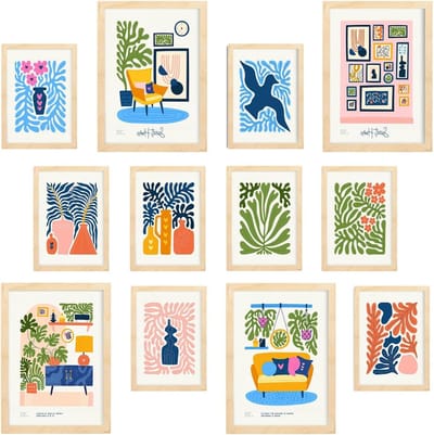 Interieurontwerp Lijsten - Decoratie Set - Muur Decoratie - 12 Delige Set - A3 en A4 - Licht Hout