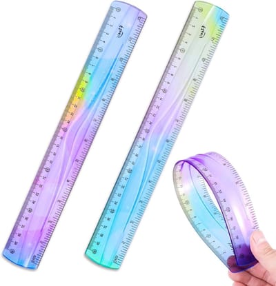 Set van 2 Flexibele Linialen van 30 cm, Kleurige Plastic Meetlatten met Rechte Rand voor Nauwkeurige Metingen en Creatief Gebruik in Kantoor en Thuis