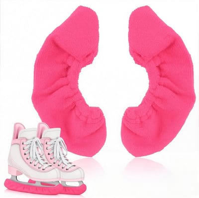 Schaatsbeschermers roze elastisch voor kinderen wintersport winterschaatsen beschermhoesjes voor schaatsen