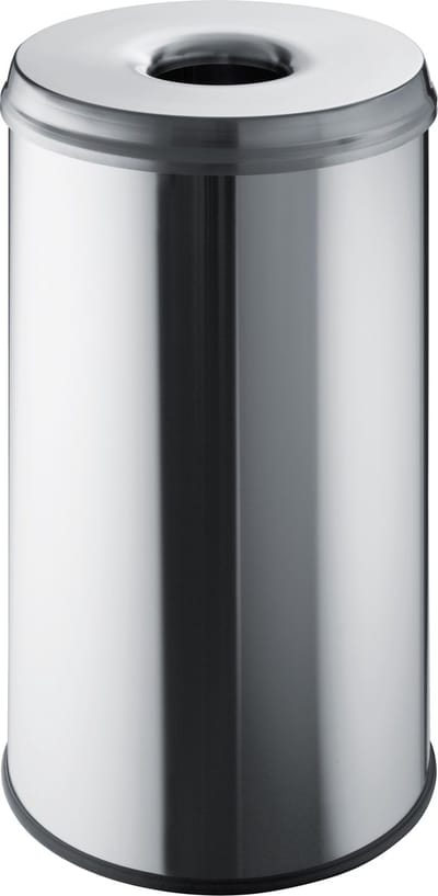 HELIT Metalen safety afvalbak - 50 liter - Metaal - Zwart - dxh 340x620 mm