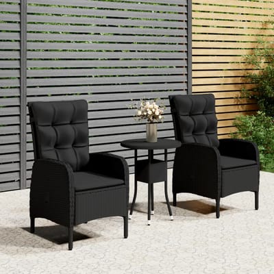 vidaXL - 3-delige - Bistroset - poly - rattan - zwart