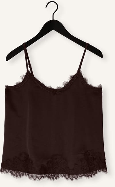 Object Objnaline Reg Slip Lace Top Tops & T-shirts Dames - Shirt - Bruin - Maat 42