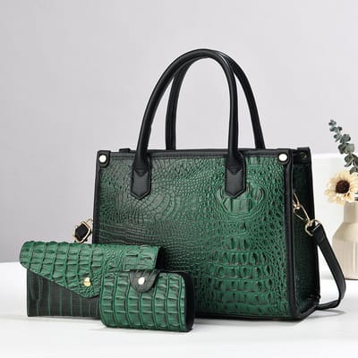 Nieuwe Hoogwaardige Moedertas met Krokodillenpatroon Driedelige Set Trendy en Modieuze Handtas Grote Capaciteit Veelzijdige Crossbody . gray