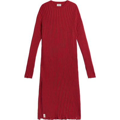 Mikuta The Red Knit Longsleeve Dress Maat: XS | Maxi Jurken Outlet | Dames | Rood