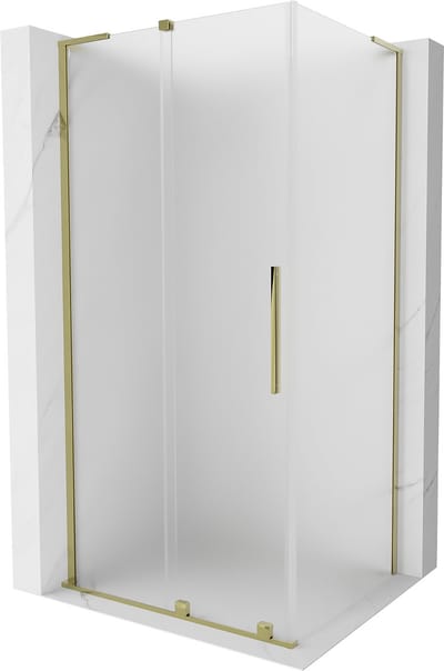 Mexen Velar L douchecabine schuifdeur 90 x 70 , matglas, goud - 871-090-070-33-50