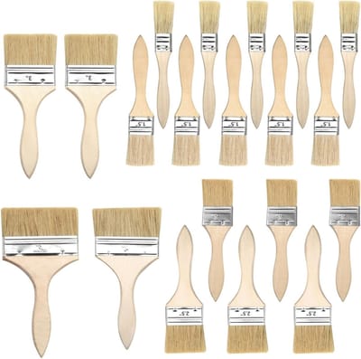 Professionele Kwasten Set van 20 Stuks voor Schilderen, Verven en Decoratie met Houten Handvatten en Varnish Kwasten voor Muren en Plafonds