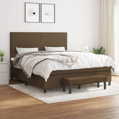 vidaXL - Boxspring - met - matras - stof - donkerbruin - 180x200 - cm