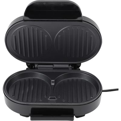 Machine à sandwich double pour petit-déjeuner, cuisson rapide, antiadhésive, pour hamburgers aux œufs, pour usage domestique, argent et noir EU Plug