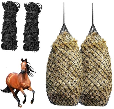 Houten Heunetten voor Paarden, Set van 2, Fijn Gaas 5 x 5 cm, Geschikt voor 10 kg Hooi, Diervriendelijke Voeding, Verbeterde Spijsvertering en Gebruiksgemak