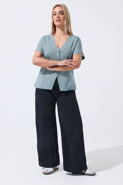 Limited Collection Blauwe Gebreide Top Met Korte Mouwen Size 42