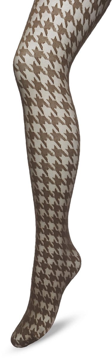 Bonnie Doon Houndstooth Panty 50 Denier Bruin Dames maat S/M - Pied de Poule - Print - Gladde Naden - Maximaal Draagcomfort - Houndstooth Tights - Chique Panty - Feestelijk - Donkerbruin - Bracken - BP221903.158