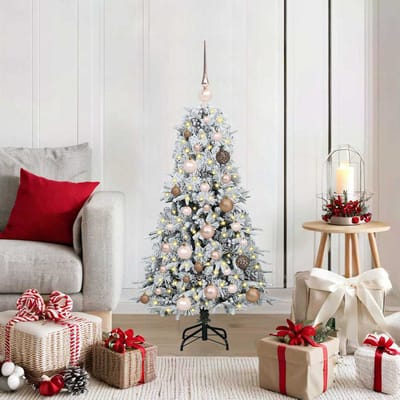 vidaXL - Kunstmatige - Hinged - Kerstboom - met - 150 - LED - Wit - 120 - cm - PE - en - PVC