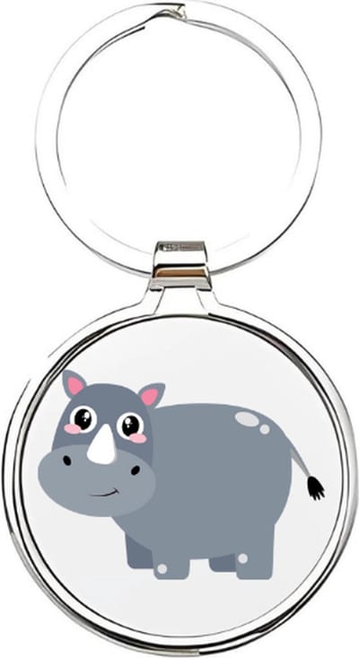 Akyol - Neushoorn Sleutelhanger - neushoorn - dierenliefhebbers - Dierentuindieren - rhino - Badak - safari - witte neushoorn - grijze neushoorn - Afrikaanse neushoorn - zoogdieren - dieren - hoefdier - 4 x 7,5 CM