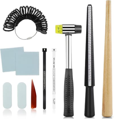 Ringmaat Meter - 11-Delige Set Ringmaatmeters – Set Ringmaat-Sjablonen – Meetgereedschap Voor Ringmaten – Ringmes – Vingermeter – Meetstaaf Voor Het Opmeten Van Sieraden – Set Voor Het Maken Van Ringen