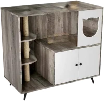 Grote Verborgen Kattenbakmeubilair Tavien - 3-Laags Planken met Kattenbakvanger - Kattenbakkast 100x92x50 cm voor de Woonkamer