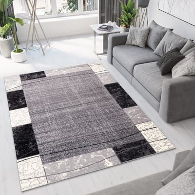 Tapiso Dream Vloerkleed Grijs Woonkamer Modern Laagpolig Frame Tapijt Maat- 200x300
