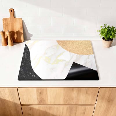 KitchenArt - Marble Chic - Inductie Beschermer - 81.2x52.7 cm - Kookplaat Beschermer - Luxe Afdekplaat Inductieplaat - Anti-slip & Oprolbaar - Beschermmat Inductiekookplaat