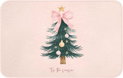 Badmat 80x50 cm - Antislip - Christmas Season - Kerst - Kerstboom - Roze - Badmatten voor badkamer - Badkamermat - Douchemat - Badkamer mat
