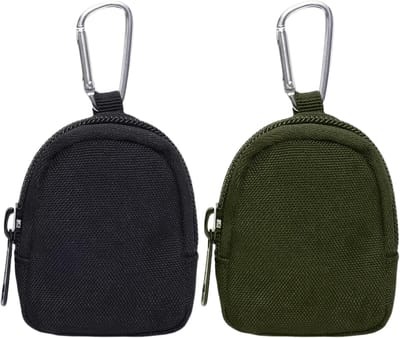 SnelShoppen - 2 Pcs Munt Portemonnee met Ritssluiting, Mini Rugzak Sleutelhanger, Sleutel Pocket voor Hoofdtelefoon, Datakabel en Sleutels - Zwart en