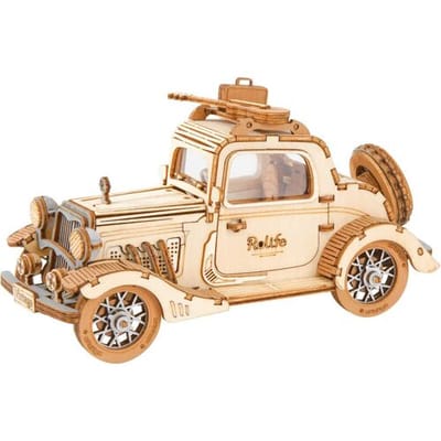 Robotime Vintage Miniatuur Auto - 164 Stukjes - 3d Houten Puzzel - 16 x 7 x 8 cm - Bouwpakket voor Volwassenen en Kinderen - DIY