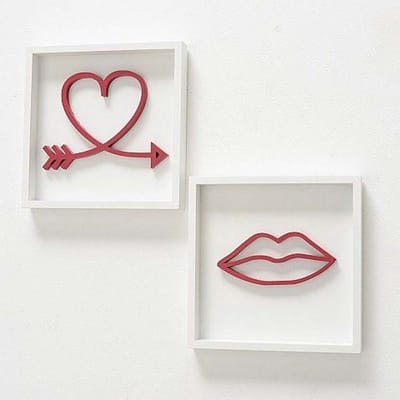 tekstbord valentijnset van 2 stuks hart kus