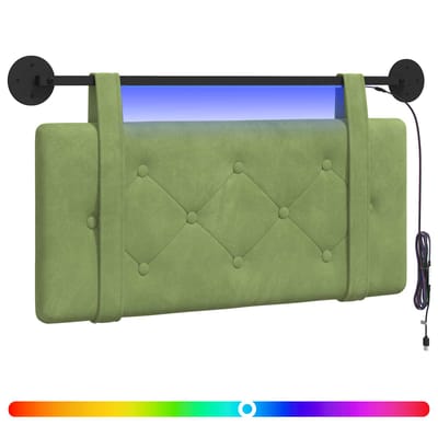 vidaXL - Hangend - hoofdbord - Met - LED-verlichting - Lichtgroen - Fluweel