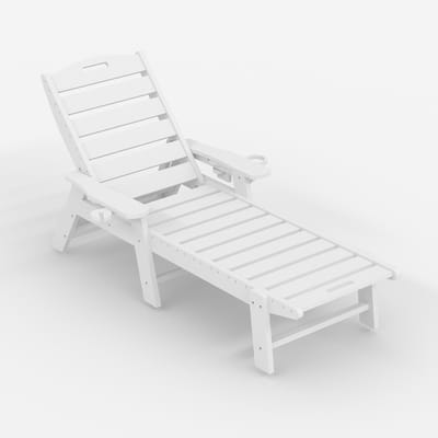 Danky Opklapbare Ligstoel - 5-standen Verstelbare Buitenligstoel - Inklapbare Zonneligstoel voor Tuin, Zwembad, Strand & Camping - Wit - zonder Wieltjes