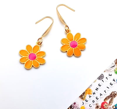 Jeannette-Creatief® - Bloemen - Oorbellen Bloemen Oranje - Oranje Oorbellen - Toppers - Oorbellen met Bloemen - Koningsdag - Moederdag