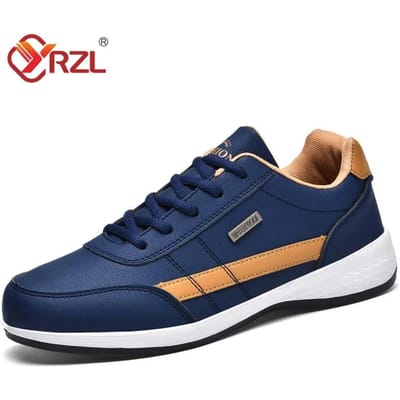 YRZL Herenschoenen Lente Herfst Waterdichte Wandelsneakers Vrije Tijd Heren Leer Sportschoenen Antislip Schoenen Tennis voor Heren 39 blue