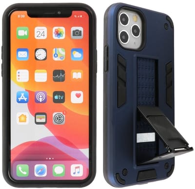 Hoesje met Magnetic Stand Hard Case Geschikt voor de iPhone 11 Pro Max - Stand Shockproof Telefoonhoesje - Grip Stand Back Cover - Navy