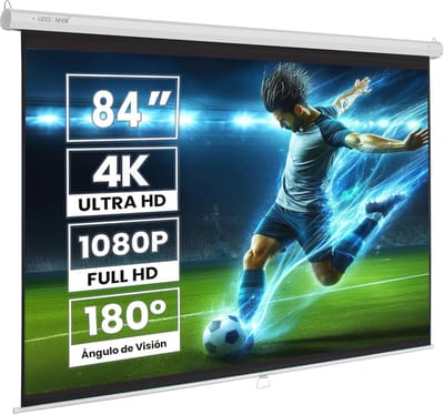 Handmatig projectorscherm 84 inch met 171 x 128 cm zichtbereik - Muur of Plafondmontage