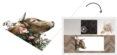 Keukenloper - Loper keuken - Schotse hooglander - Rozen - Roze - 120x60 cm - Keukenloper vinyl