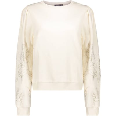 Geisha Trui Sweater Met Geborduurde Bloemenmouwen 62530 60 Light Sand Dames Maat - S
