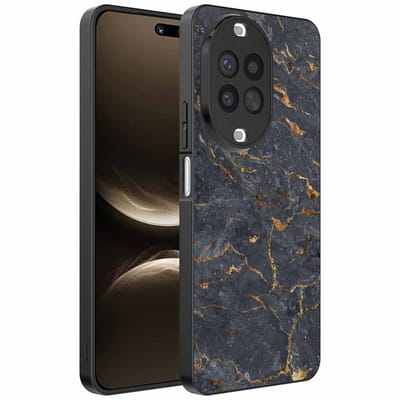 Geschikt voor Huawei Nova 14 Ultra Telefoonhoesje met Grijs Goud Marmer Opdruk - TPU Backcover Case Grey Gold Marble Design - Zwart - Smartphonica geschikt voor Huawei Nova 14 Ultra