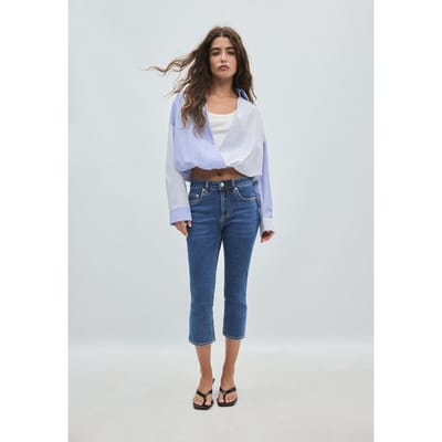 Stradivarius Bimaterialen ballonblouse  Hemelsblauw XS
