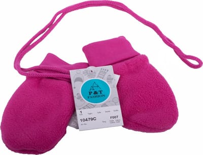 P&T Wanten Baby met Touwtje - Micro Fleece - Framboos - 0-1j