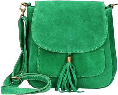 Groene Suède Schoudertas Tassle - Groen - Suède - Italiaans Leder - Boho Schoudertassen