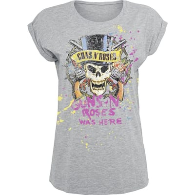 Guns N' Roses T-shirt - Top Hat Splatter - S tot 5XL - voor Vrouwen - grijs gemêleerd