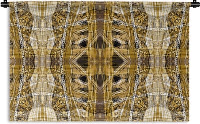 Wandkleed - Wanddoek - Goud - Afrika - Patronen - Dieren - 90x60 cm - Wandtapijt