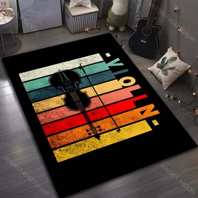Muziekleven Muziekinstrumenten Print Tapijt voor Woonkamer Slaapkamer Bank Deurmat Decor Gebiedskleed Antislip Vloermat voor Cadeaus 40x60cm (16x24in)