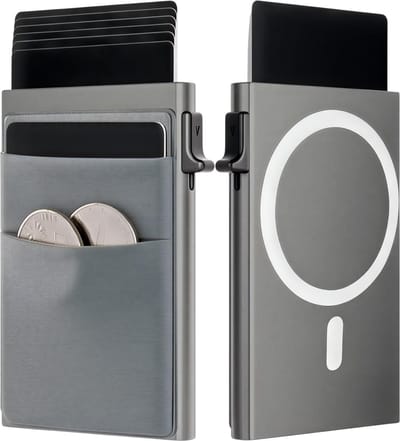 Simple Aluminum Alloy Card Wallet – Grijs – Automatische Side Push Kaarthouder met Grote Capaciteit – Anti-Diefstal Metalen Box Wallet Card Clip, Compact en Duurzaam Design