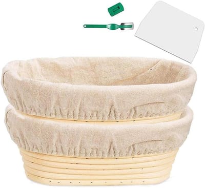 Rijsmandjes Brood - Zuurdesem Bakset - Ambachtelijk Bakken - Handgemaakt Rotan - 2 Stuks - Bruin