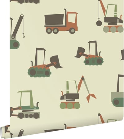 ESTAhome behang voertuigen groen en bruin - 50 x 900 cm - 132243