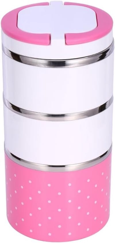 Isolerende Lunchbox - Warmhoud Container - School Lunch - Roestvrij Staal Binnenkant - Tot 3 Lagen - Roze