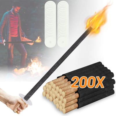 200 Stuks Wasfakkels 42 cm Ø3 cm met Handbescherming en Druipbescherming – Voor Avondwandeling, Winterwandeling en Tuingebruik