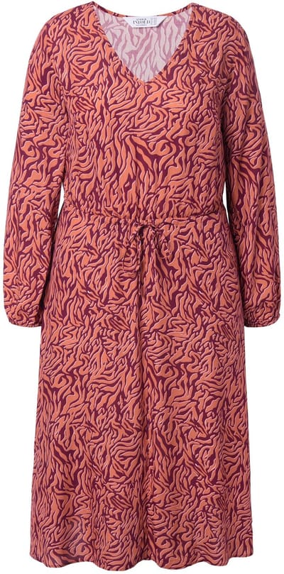 Studio Untold - Dames - Maxi-jurk A-lijn zebra wikkeleffect - Wijnrood - Maat 42+