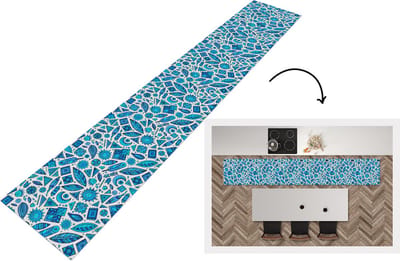 Keukenloper - Loper keuken - Blauw - Patronen - Veren - Maan - 300x50 cm - Keukenloper vinyl