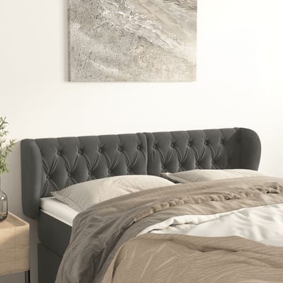vidaXL - Hoofdbord - met - randen - 163x23x78/88 - cm - fluweel - donkergrijs