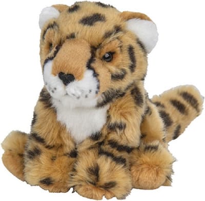 Nature Planet Pluche cheetah - jachtluipaard knuffel - 15 cm - wilde dieren knuffel - dieren speelgoed knuffel
