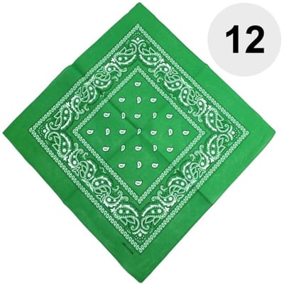 Fako Fashion - Bandana - Hoofddoek - Mondbescherming - Zakdoek - Paisley - Groen - 12 Stuks